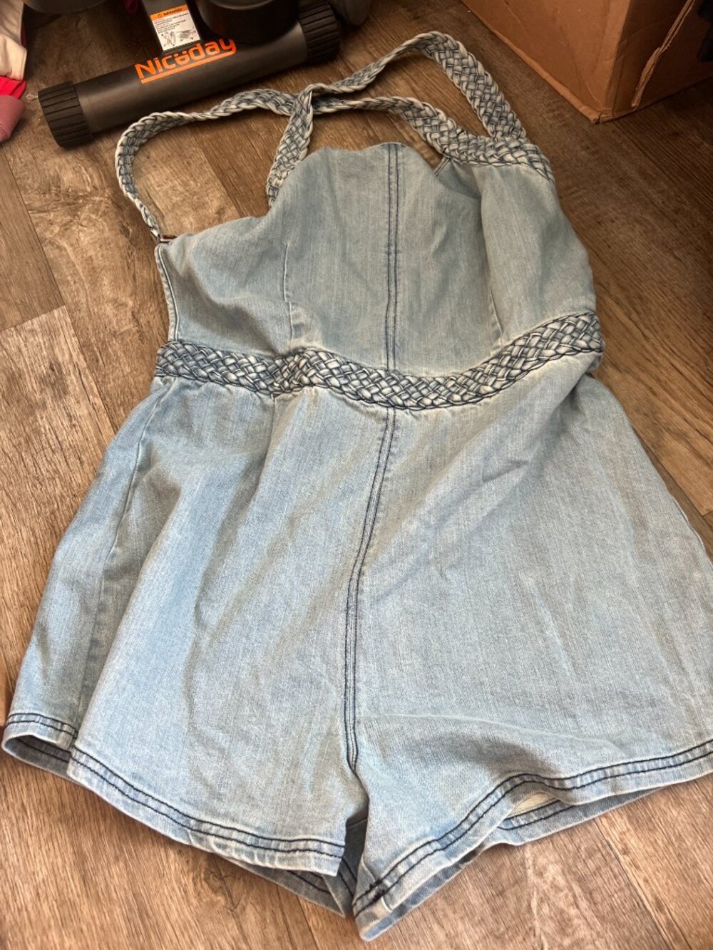 Free People Karina Denim Romper size L - Picture 7 of 15